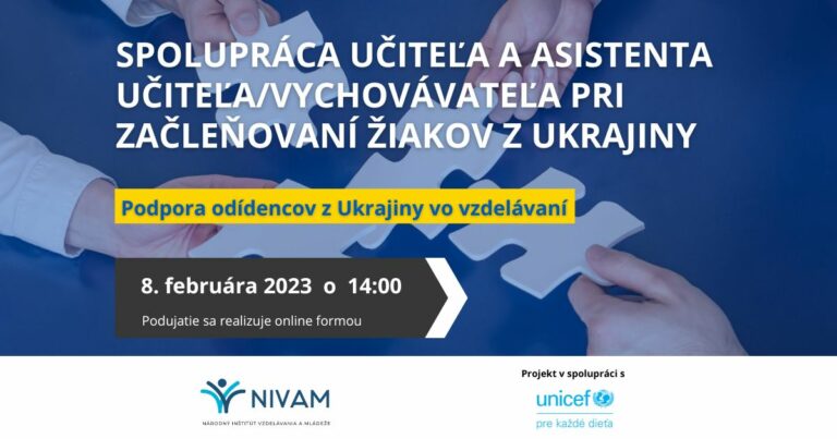 🔰 Pridajte sa k nám na webinár Spolupráca učiteľa a asistenta učiteľa/vychovávateľa pri začleňovaní žiakov z Ukrajiny. 🇺🇦
🕑 Kedy…