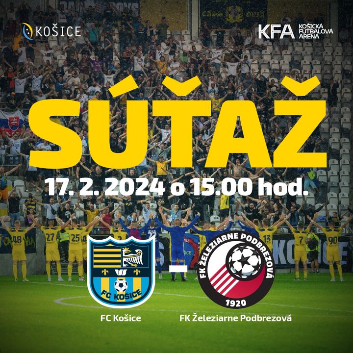 📣 SÚŤAŽ 📣 VYHRAJTE LÍSTKY NA PRVÝ TOHTOROČNÝ DOMÁCI ZÁPAS FC KOŠICE, ŽREBUJEME PIATICH VÝHERCOV 🏟⚽️

Futbalistov FC Košice – ofi…