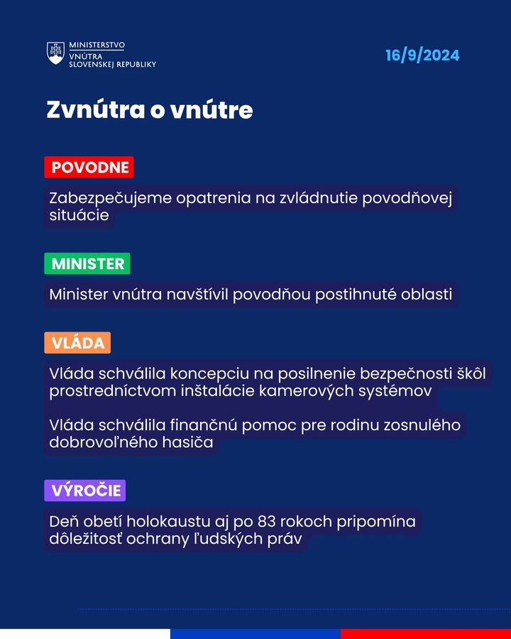 🔴 AKTUALITY Z REZORTU VNÚTRA ZA UPLYNULÝ TÝŽDEŇ